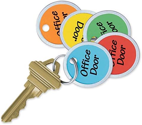Lucky Line Round Paper Tag 1-1/4" with Metal Rim and Split Ring, 25 Count, Assorted Colors (28529)