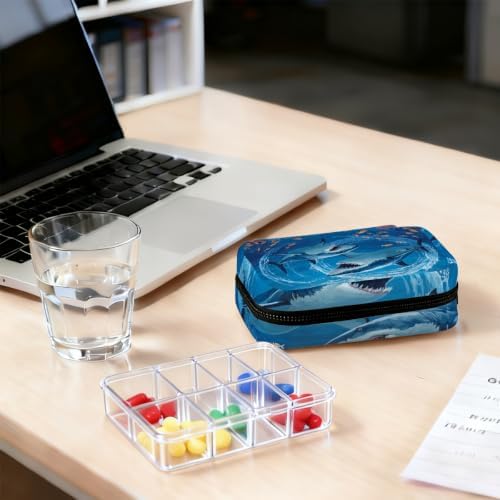 Travel Pill Organizer Underwater Shark Small Pill Case