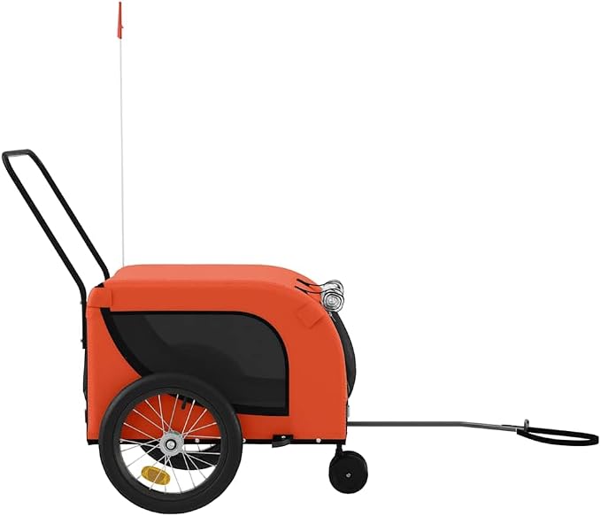 Pet Bike Trailer for Small Dogs, Foldable Bicycle Cargo Trailer with Mesh Windows and Reflectors, Sturdy Iron Frame Oxford Fabric Carrier, 49.2 x 24.8 x 26.0 in