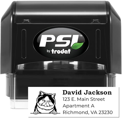 Exotic Shorthair Cat Custom Return Address Stamp for Seminar Handouts | Personalized Self-Inking Handcrafted Stamper | Feline Design Wood Handle Rubber Stamp for Mail, Letters & Documents, 7/8 x 2-1/4