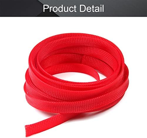 Othmro 5m/16.4ft PET Expandable Braid Cable Sleeving Flexible Wire Mesh Sleeve Red,for Power Cord Audio Video Cables Protect from Pets Chewing