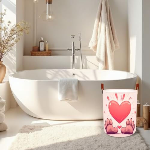 Laundry Basket 15.7x19.7 in Paw Heart Hamper for Bedroom