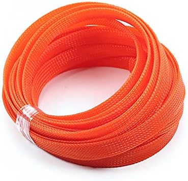 Bettomshin 1Pc 16.4Ft(5m) Cable Management Sleeve, 1/2"(12mm) Width PET Orange Cord Protector, Wire Loom Tube Insulated Split Sleeving for USB Cable Power Cord Organizer Video Cable Hider