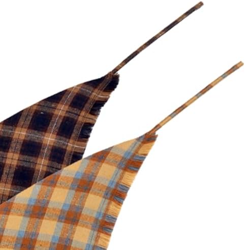 Fall Dog Bandana Autumn Thanksgiving Plaid Reversible Triangle Bibs Scarf