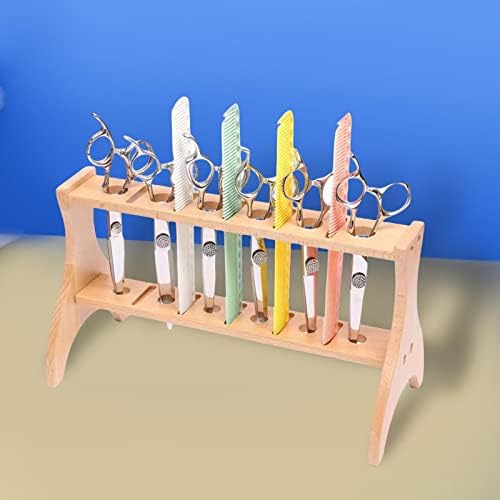 Duiaynke Wood Scissors Holder Scissors Rack Lightweight Scissors Storage Holder for Combs Barber Tools Pet Grooming Salon Hair Stylist