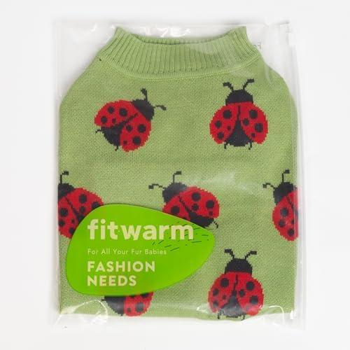 Fitwarm Ladybug Dog Sweater, Warm Dog Winter Clothes for Small Dogs Boy Girl, Pet Outfit, Green, Red, Black, Small