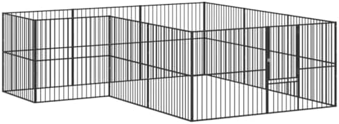 Large Galvanized Steel Dog Playpen, 12 Panel Metal Exercise Pen for Indoor and Outdoor Use, Secure Pet Enclosure for Multiple Small to Medium Animals, Black