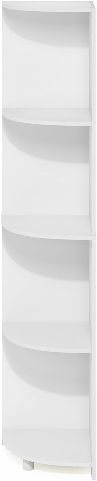 Furinno ECON Corner Shelf, 4-Tier Corner Book Shelf, Storage Shelves, Display Rack, Bookshelf, for Organization and Storage, Living Room, Home Office, White
