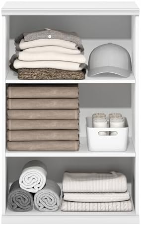 Furinno FANO Closet Organizers and Storage, 3-Tier Closet Organizer with Adjustable Shelves, Stackable Open Shelf Closet Shelves, 15.9 x 23.6 x 36.2 for Wardrobe, Bedroom, Living Room, White