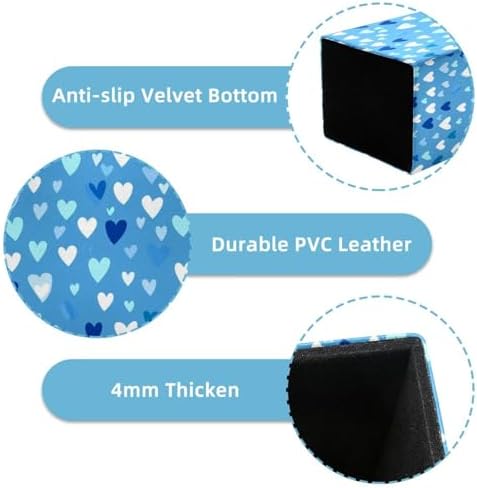 Cute Love Heart Pen Holder for Desk Decor, Rectangular PVC Leather Pencil Cup for Desk Pen Organizer, Makeup Brush Holder for School, Home, Office