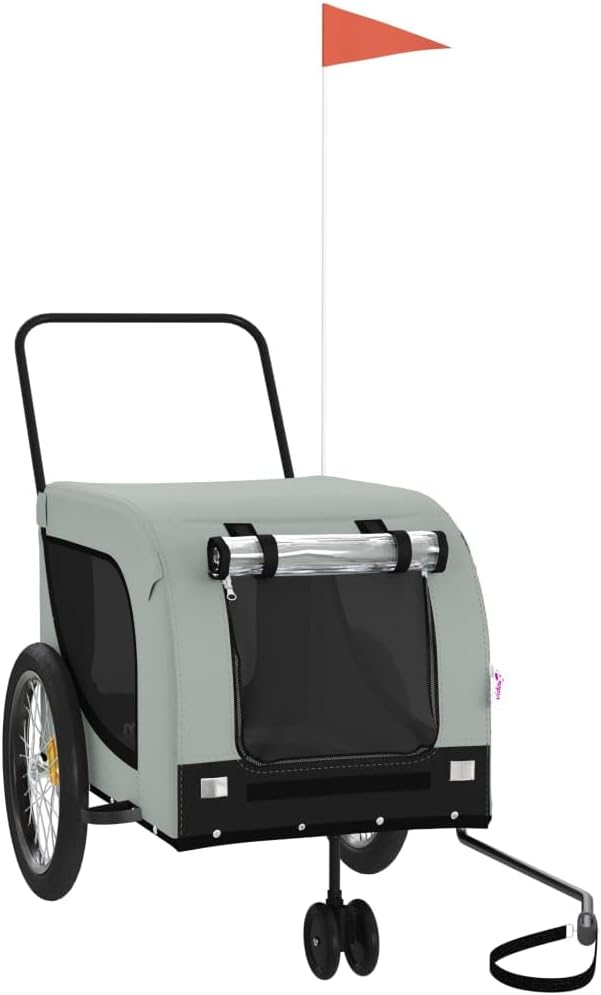 Pet Bike Trailer for Small Dogs, Foldable Bicycle Cargo Trailer with Mesh Windows and Reflectors, Sturdy Iron Frame Oxford Fabric Carrier, 49.2 x 24.8 x 26.0 in