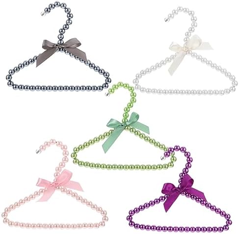 Happyyami 20CM Pearl PET Clothes Hanger Bow 5-Pack Stylish Dog Apparel Hangers Non-Slip Design for PET Clothing Organization