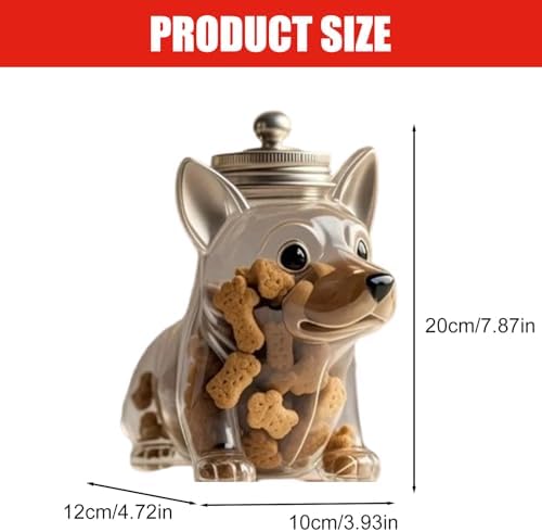 Pawfect Storage Chihuahua Shaped Glass Jar, Airtight Pet Treat and Candy Food Container, Creative Dog Theme Snack Holder for Kitchen Countertop Decor (A)