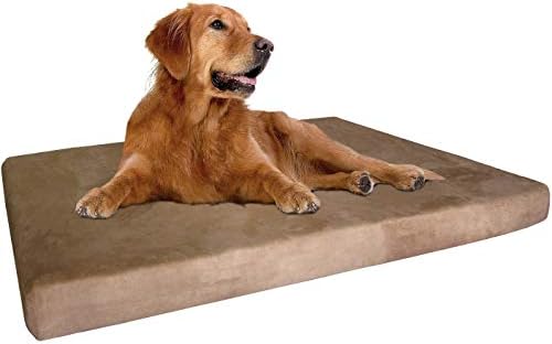 Dogbed4less Extra Large True Orthopedic Gel Memory Foam Dog Bed, Waterproof Liner and Durable Brown Cover, XL 47X29X4 Inch Fit 48"X30" Crate