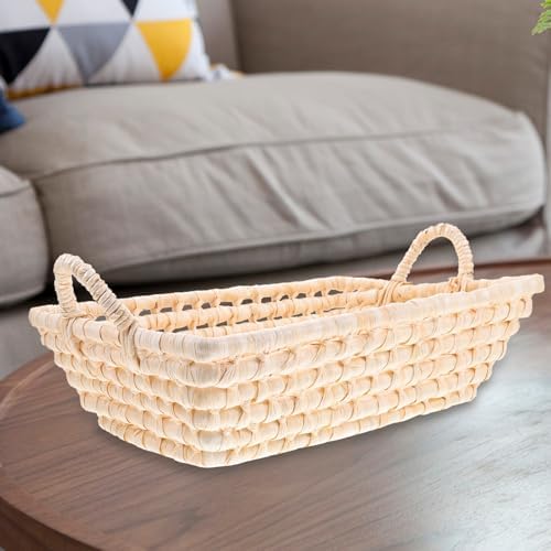 Woven Storage Basket for Organizing Snacks, Corn Husk