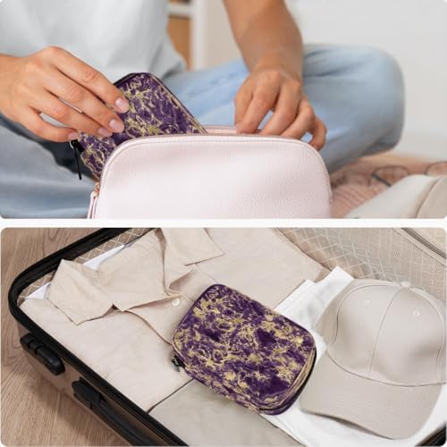 Pill Organizer Box Purple and Gold 7-Day Weekly Medicine Pill Case Travel Pill Container Portable Pill Holder Storage Purse Bag Small Compact Size for Vitamin Supplement Birth Control