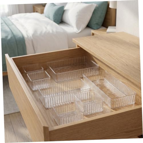 Homoyoyo 10pcs Plastic Drawer Organizer Tray Set with 4 Sizes, Stackable Pet Multi-use Divider System with Removable Dividers and Raised Edges, for Vanity, Kitchen Gadgets, Nail Tools,