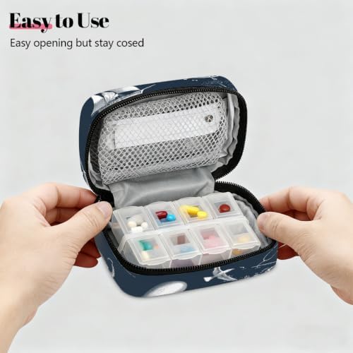 Travel Pill Organizer Nautical Octopus Boat Small Pill Case