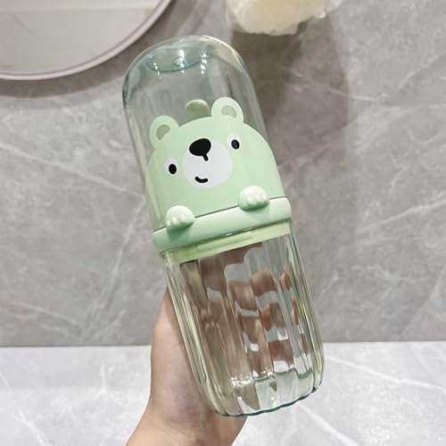 Cute Toothbrush Travel Case for Kids with Detachable Handle, Portable Cute Toothbrush Holder, Multifuction Toothbrushes Toothpaste Storage Box for Camping Travel or Home Use (Green)