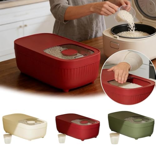 Airtight Rice Storage Container, Dry Food Dispenser with Transparent Sealed Lid for Kitchen Pantry Organization for Storing Rice, Cereal, Flour, Pet Food and Other Dry Ingredients (Green, S)