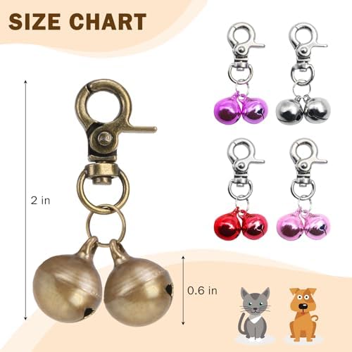 SCENEREAL Bells for Dog Collars - 2 Pack Pet Hanging Ring Bell Accessories for Dog & Cat, Pet Pendant Collar Charm with Heavy Duty Snap Clips, Copper Bells for Tracking and Training Christmas Gift