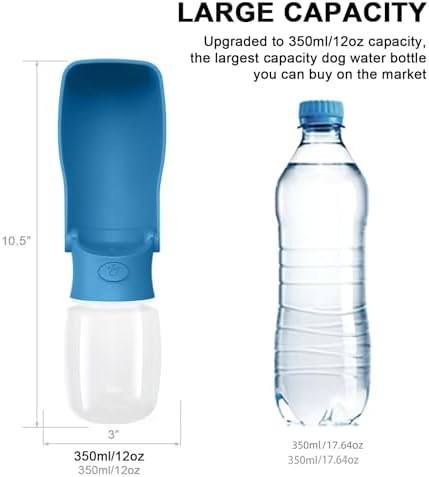 Portable Dog Water Bottle for Walking – 19oz / 12oz Foldable Pet Water Dispenser for Puppies, Medium & Large Dogs – Leak Proof Travel Water Bowl for Small Animals Dog Accessories(19OZ Dark Blue)
