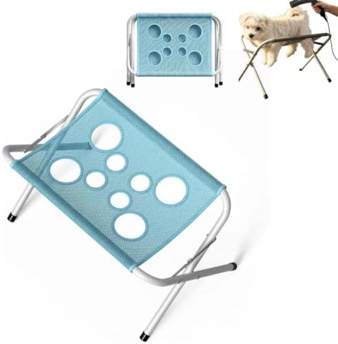 Portable Dog Grooming Table, Foldable Pet Grooming Hammock Stand (Blue) | with Quick Dry Mesh Platform, Support Rectangular Wash Station for Small Dogs and Cats Nail Trimming,Bathing and Daily Care