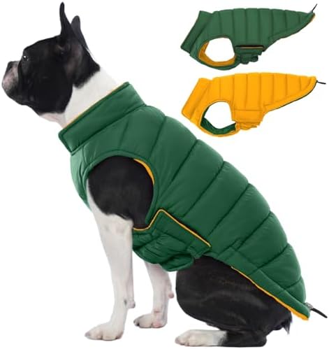 Lelepet Reversible Dog Coat Windproof Dog Jacket Lightweight Puffer Vest