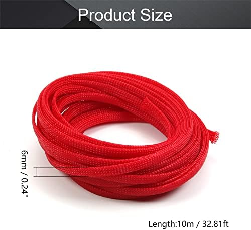Othmro 32.8ft Length Expandable PET Flexible Braided Cable Sleeves 0.23in Width Wire Loom Sleeving and Organizers Flexible Wire Mesh Sleeves for TV Audio PC Computer Cords from Pet Chewing Red