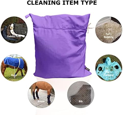 Pet Washing Bag Dog Cat Horse Hair Laundry Bag for Rug Sheet Boots Pets Laundry Helper by Harrison Howard Light Purple