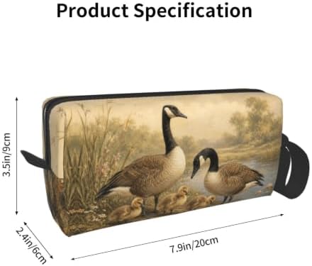 Canada Goose Family by the Pond Small Makeup Bag for Women | Double-Sided Canada Goose Family Cosmetic Organizer with Foam Padding for Women, Travel, Gym, School, and Daily Storage