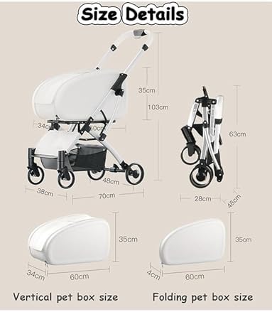 Foldable Pet Stroller，Pet Stroller for Small Medium Dogs,3 in 1 Folding Cat, W Removable Carrier,Car Seat,Sun Shades, Dog(Beige)