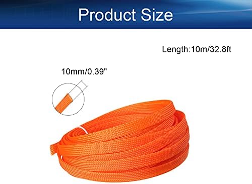 Bettomshin 1Pc 32.8Ft(10m) Cable Management Sleeve, 3/8"(10mm) Width PET Orange Cord Protector, Wire Loom Tube Insulated Sleeving for USB Cable Power Cord Organizer Video Cable Hider