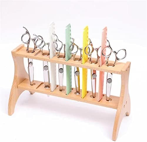 Duiaynke Wood Scissors Holder Scissors Rack Lightweight Scissors Storage Holder for Combs Barber Tools Pet Grooming Salon Hair Stylist