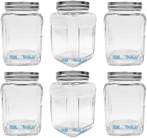 ICE N COLD 3-Liter Glass Storage Jar – 0.79 Gallon, 101 Oz, with Brushed Aluminum Lid (6)