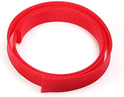 Othmro 1m/3.28ft PET Expandable Braid Cable Sleeving Flexible Wire Mesh Sleeve Red