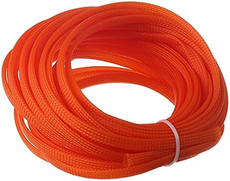 Bettomshin 1Pc 32.8Ft(10m) Cable Management Sleeve, 1/4"(6mm) Width PET Orange Cord Protector, Wire Loom Tube Insulated Split Sleeving for USB Cable Power Cord Organizer Video Cable Hider
