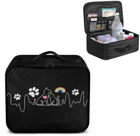 First Aid Bag Empty Organizer Travel Love Pet and Paw Large Medical Bag First Aid Kit Accessory Pouches Organizer Portable Medic Bag Zippered Bag for Home Outdoor Travel