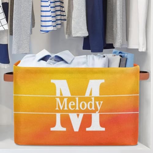 Personalized Storage Bins, Initial Letter Gradient Yellow Orange