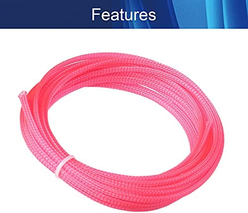 Jutagoss PET Expandable Braided Cable Sleeve, 16.4ft - 3/16 inch Pink Cable Management Sleeve, Wire Loom Tube Cord Protector for USB Cable, Power Cord, Audio Video and More, 1Pc
