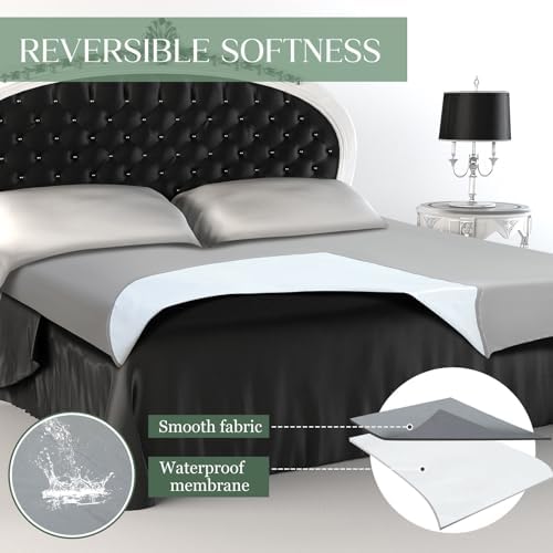 Tisancy Waterproof Blanket Queen Size, Gray TPU Polyester 55'' x 78'' Water Proof and Stain Resistant Mattress Protector Mat for Bed, Leakproof Protective Pet Mat