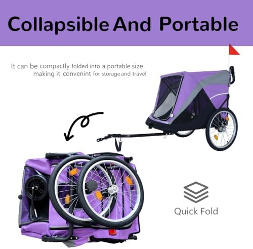 Pet Bike Trailer and Push Cart for Medium Large Dogs – Converts in Seconds, Holds Up to 100 Lbs, All-Terrain Wheels with Quick Release