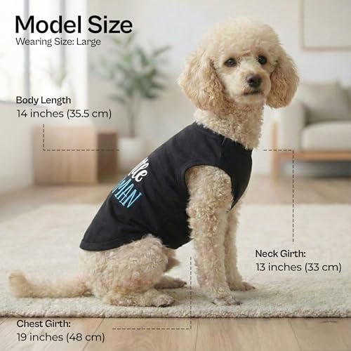 Parisian Pet Dog Shirt – 100% Cotton Shirts for Large Dogs – Sleeveless Black Puppy Vest – Lightweight and Breathable Pet Apparel – Funny Summer Boy Dog Clothes - Stretchy Cute T Shirts for Dogs