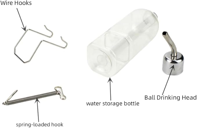 2 Pcs Pet Cage Water Bottle No Drip Small Animal Water Bottle, Hanging Waterer for Rabbit, Guinea Pig, Hedgehog, Squirrel, Rat, Chinchilla, Hamster Dispenser Bottle