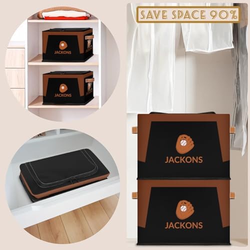 Custom Storage Basket with Zipper Lid, Baseball Foldable Fabric Storage Boxes Decorative Closet Shelves Clothes Organizer Container Cubes with Handle 1PCS