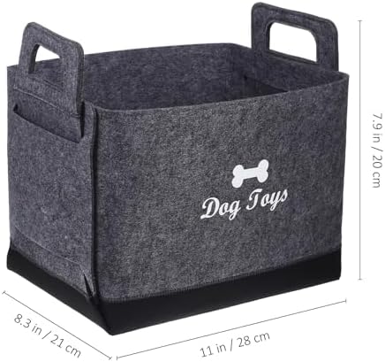 Healifty Felt Pet Storage Basket with Two Side Handles, Sturdy and Stylish Organizer for Dog and Food, for Home Use, Foldable Felt Fabric Storage Bin