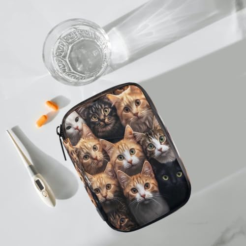 Pill Organizer Box pet cat Cute 7-Day Weekly Medicine Pill Case Travel Pill Container Portable Pill Holder Storage Purse Bag Small Compact Size for Vitamin Supplement Birth Control