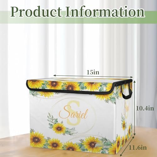 Sunflower Storage Bin with Lid Personalized Storage Baskets for Organizing Foldable Closet Organizers with Handles,Cute Basket for Boys Girls for Clothes Blanket Pet Dog Toy Basket Storage (2 Pack)