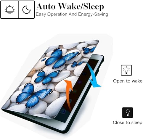 for Microsoft Surface Pro 8-13" 2021 Tablet Case,Auto Wake/Sleep,Adjustable Stand Protective Cover - Blue Butterfly Pebble Pattern