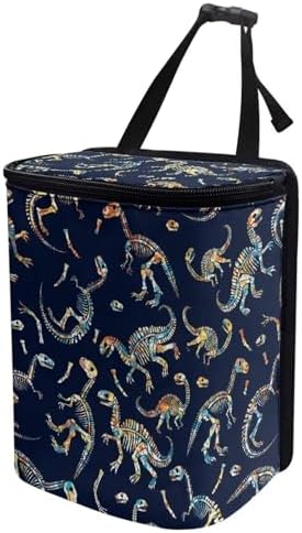Dinosaur Print Car Accessories Back Seat Multipurpose Cars Trash Can with Lid, Leak Proof Waterproof Hanging Car Garbage Can for Road Trip Travel